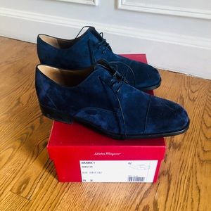 Ferragamo Blue Suede Shoes